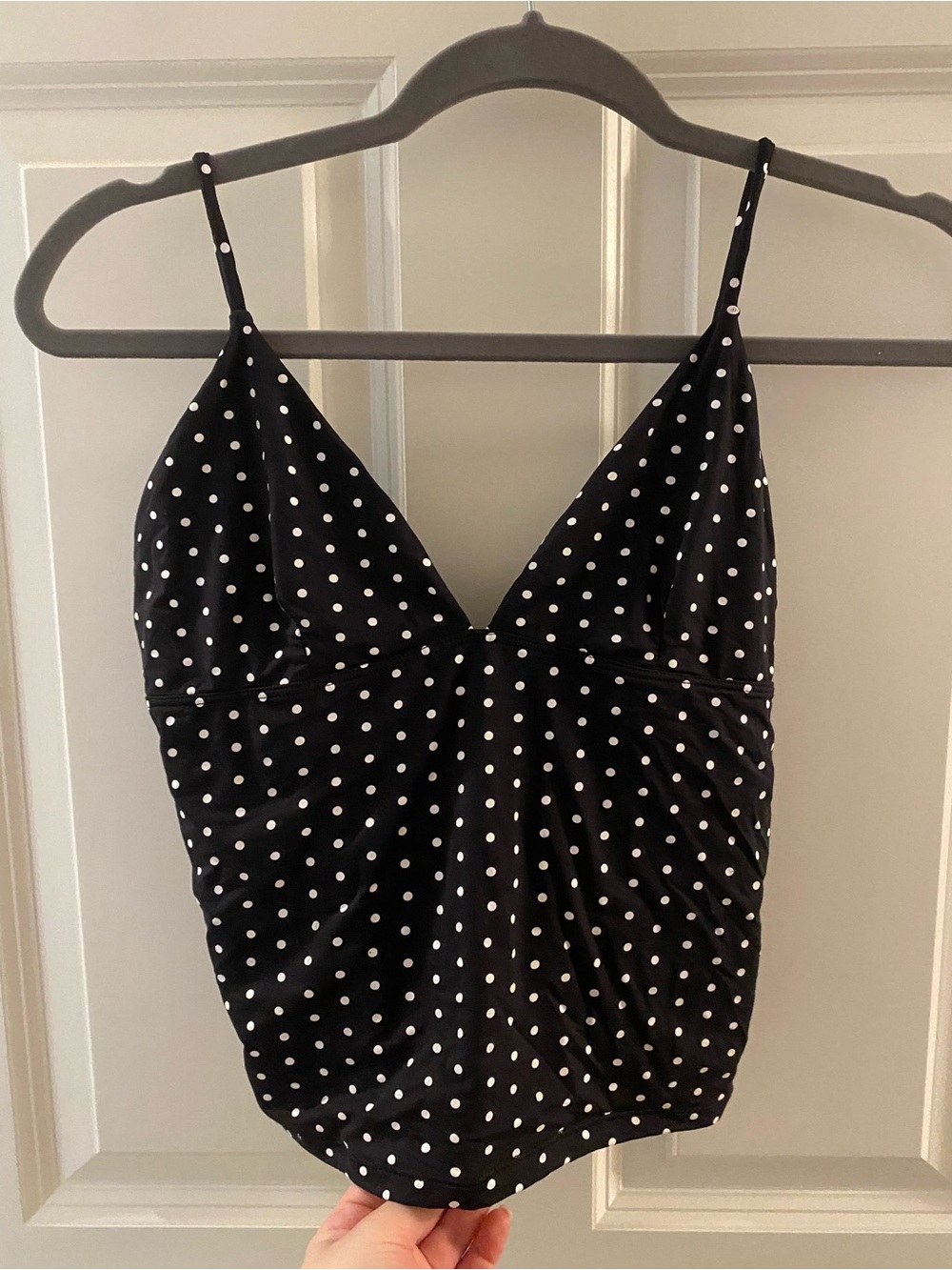 Black Polka Dot V-Neck Tank Top